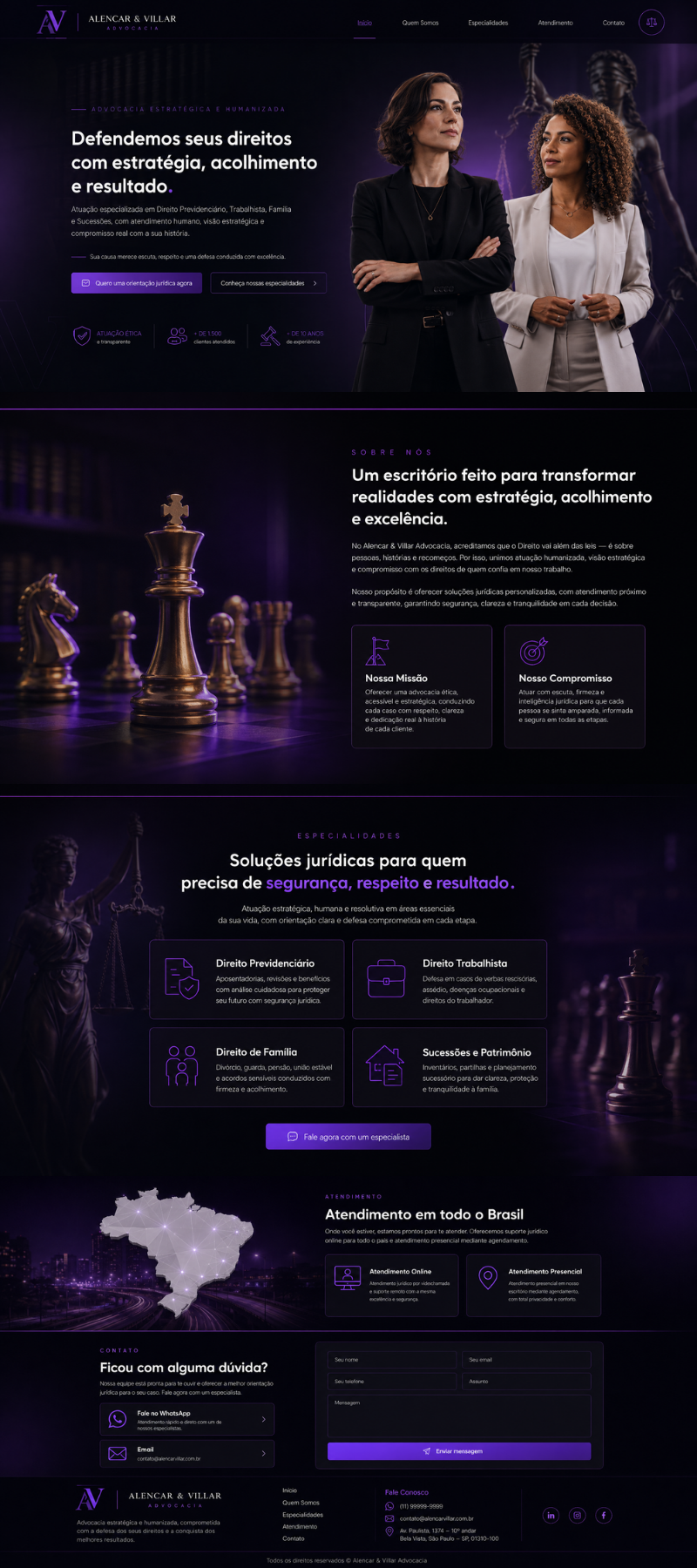 Modelo real de site para advogado Sucessões
