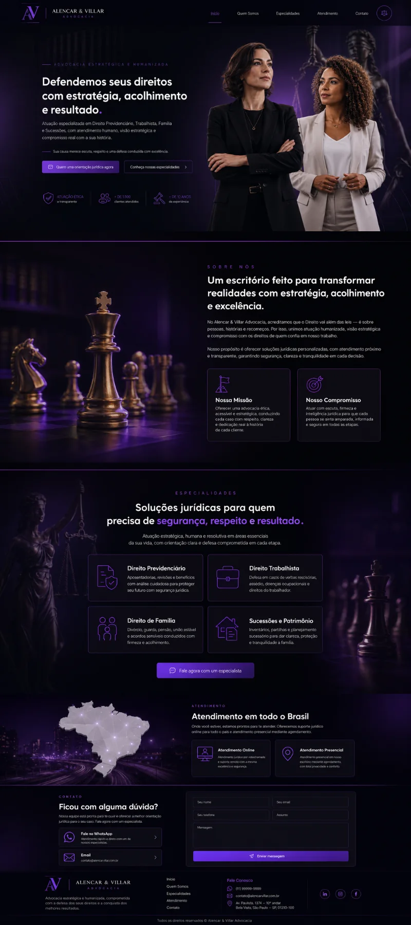 Site de advocacia, versão clara e editorial